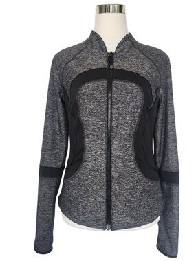 Lululemon Reversible Full Zip Jacket Gray Black Thumbholes Yoga Athletic